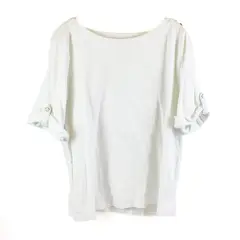 CJ Banks 1X Women's White 100% Cotton Stretch Scoop Neck Short Sleeve Top