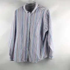 Cabin Creek Women's Striped Button-Down Shirt Pink Blue White Size 18