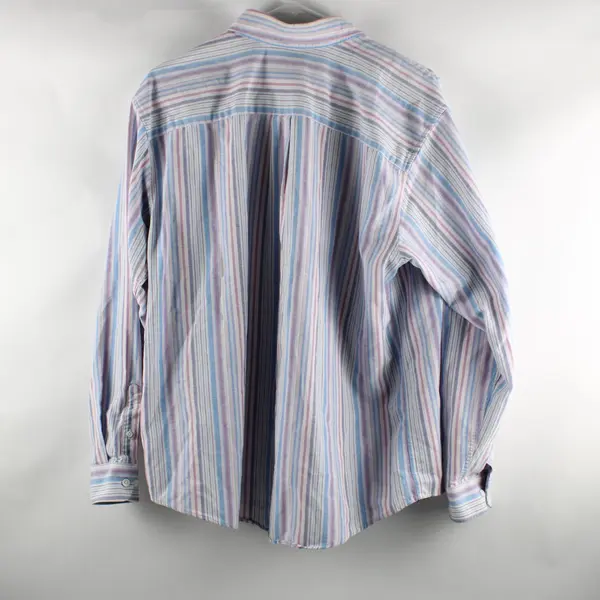 Cabin Creek Women's Striped Button-Down Shirt Pink Blue White Size 18