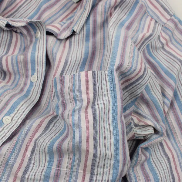 Cabin Creek Women's Striped Button-Down Shirt Pink Blue White Size 18