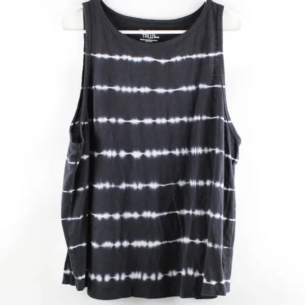 Time And Tru Women's Black White Tie Dye Tank Top Size Large 12-14