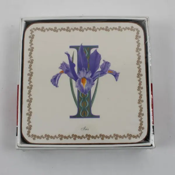 Pimpernel Josette Gourley Alphabet Floral Coasters Set of 6 New Open Box