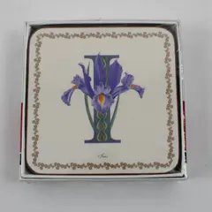 Pimpernel Josette Gourley Alphabet Floral Coasters Set of 6 New Open Box