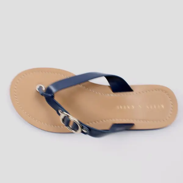 Kelly & Katie Women's Flip Flop Sandals Navy Beige Size 7M
