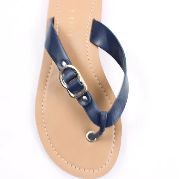 Kelly & Katie Women's Flip Flop Sandals Navy Beige Size 7M