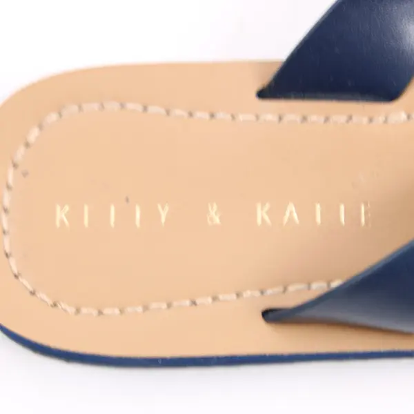 Kelly & Katie Women's Flip Flop Sandals Navy Beige Size 7M