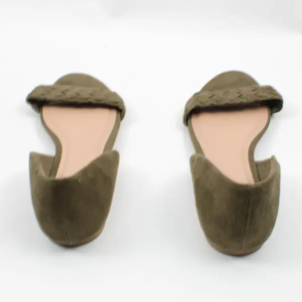 Old Navy Women's Size 9 Olive Green Faux Suede Braided Open Toe Flats