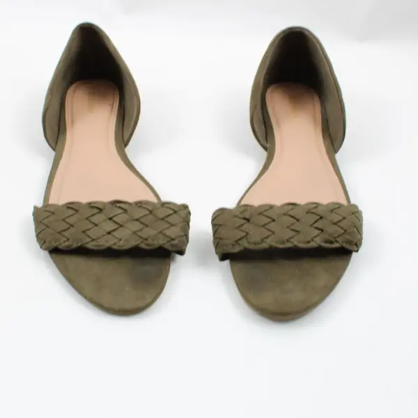 Old Navy Women's Size 9 Olive Green Faux Suede Braided Open Toe Flats