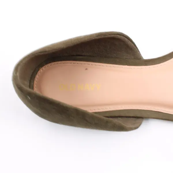 Old Navy Women's Size 9 Olive Green Faux Suede Braided Open Toe Flats