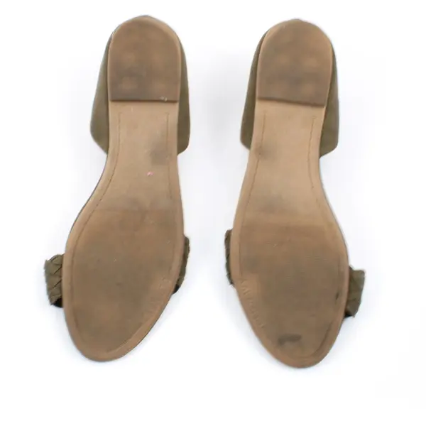 Old Navy Women's Size 9 Olive Green Faux Suede Braided Open Toe Flats