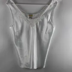 Escapades Women's Medium White Satin-Feel Camisole Top