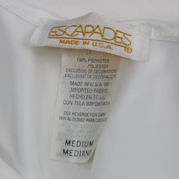 Escapades Women's Medium White Satin-Feel Camisole Top