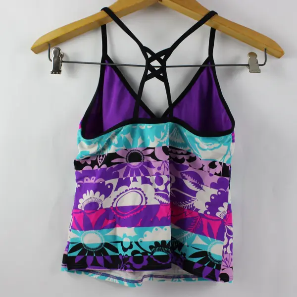 Zero Xposur Girls Tankini Top Size 16 Blue Purple Pink Floral