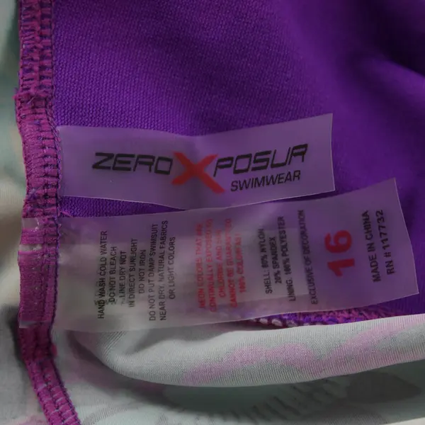 Zero Xposur Girls Tankini Top Size 16 Blue Purple Pink Floral