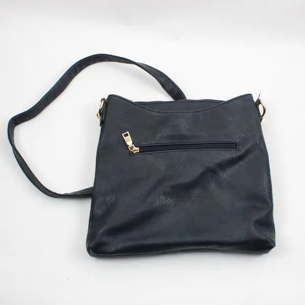 Jen & Co Navy Blue Faux Leather Crossbody Purse Gold Tone Hardware