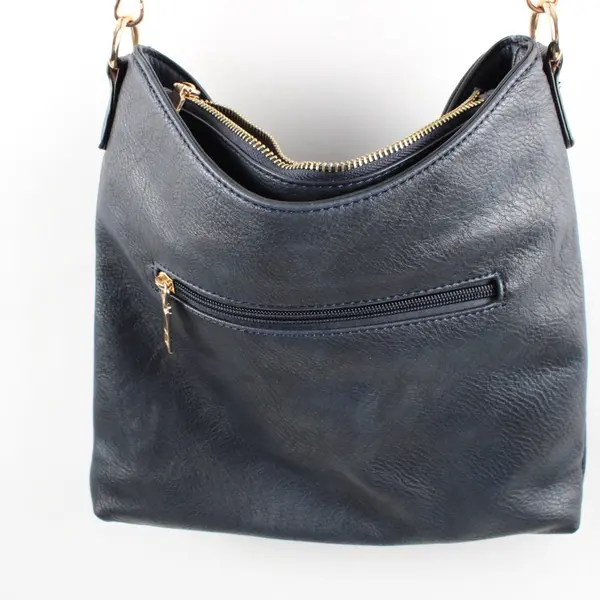 Jen & Co Navy Blue Faux Leather Crossbody Purse Gold Tone Hardware