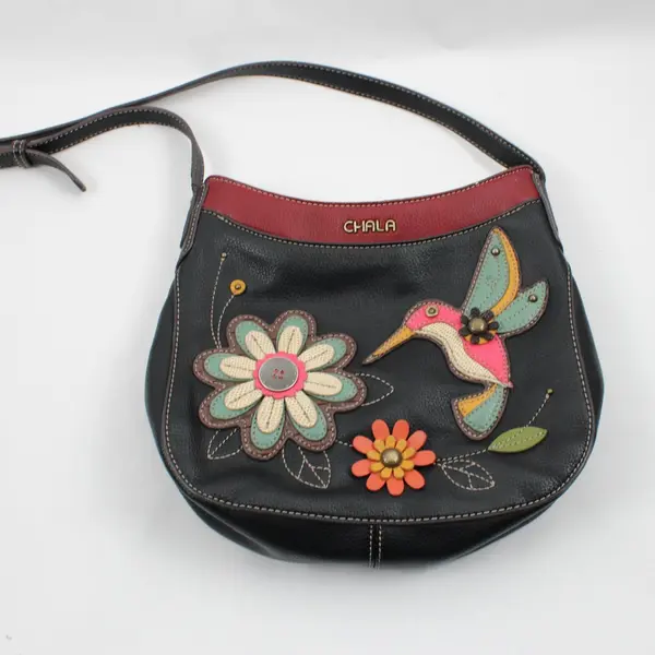 Chala Hummingbird Faux Leather Crossbody Purse Multicolor Adjustable Strap