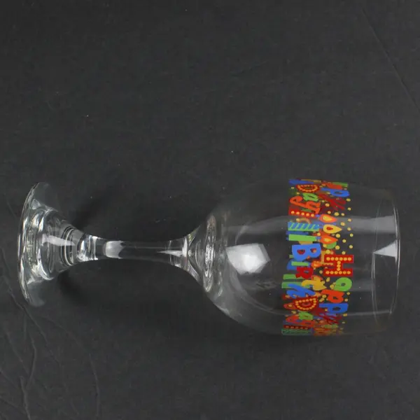 Set of 2 Happy Birthday Clear Wine Glasses 7 Inch Party Drinkware