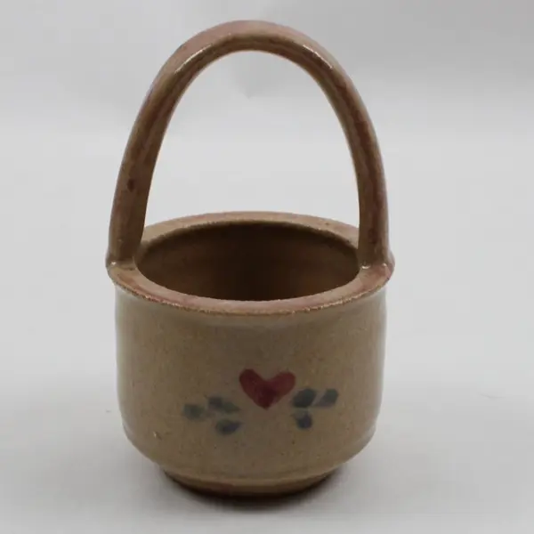 Vintage Kitsch Ceramic Basket Bowl or Pot 4.75in