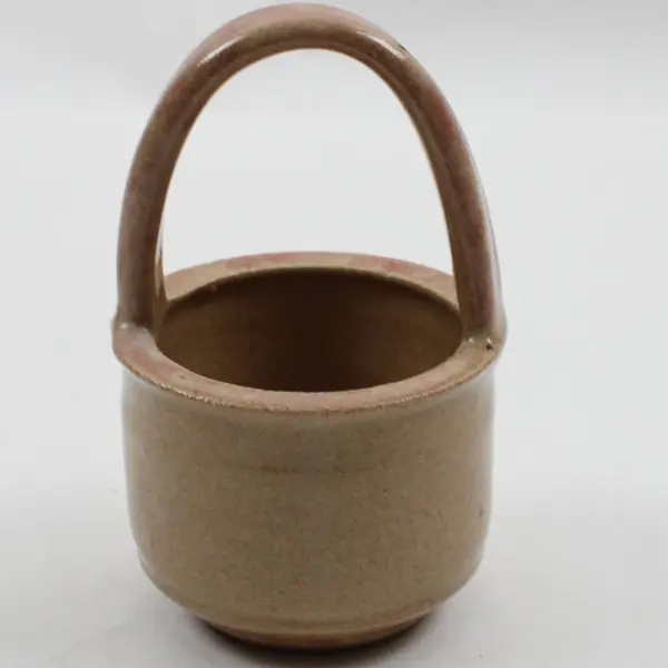 Vintage Kitsch Ceramic Basket Bowl or Pot 4.75in