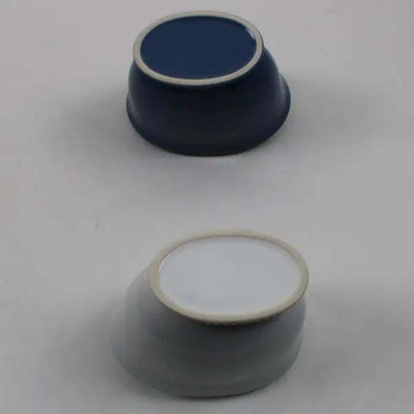 Lot of 2 Ceramic Toothbrush Holders Blue White 4 Inch Bathroom