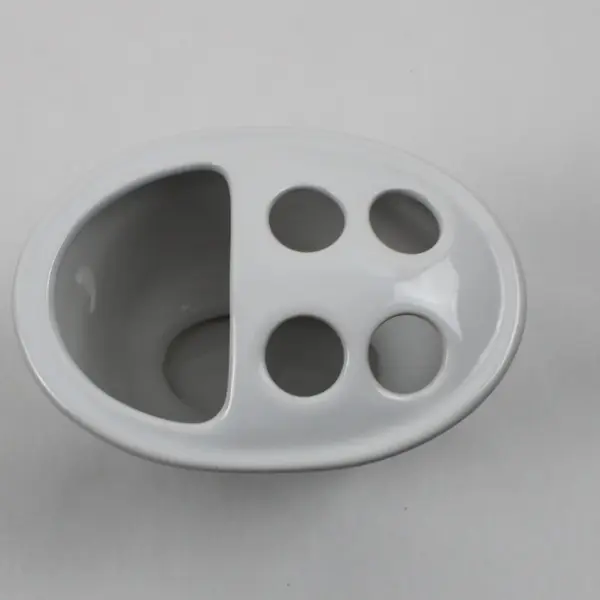Lot of 2 Ceramic Toothbrush Holders Blue White 4 Inch Bathroom