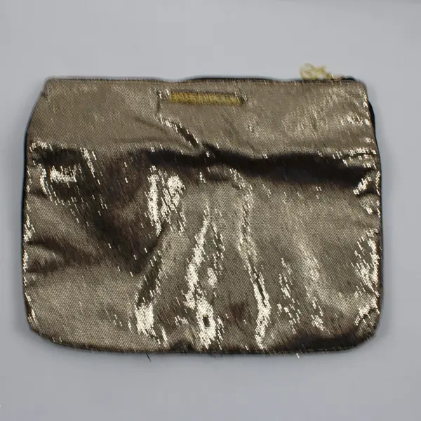 Victoria's Secret Gold Sequined Zipper Makeup Pouch Bag Flawed