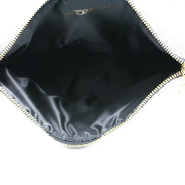 Victoria's Secret Gold Sequined Zipper Makeup Pouch Bag Flawed