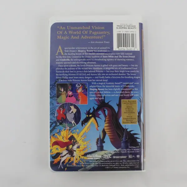 Sleeping Beauty Disney's Masterpiece Collection Fully Restored VHS Tape, #11823 