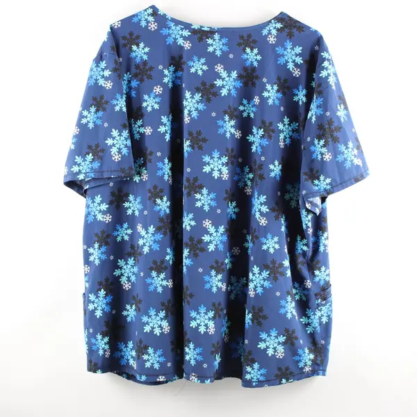 ScrubStar Women's 3XL Blue Snowflake Print Scrub Top