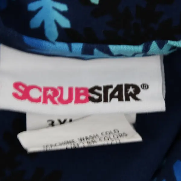 ScrubStar Women's 3XL Blue Snowflake Print Scrub Top