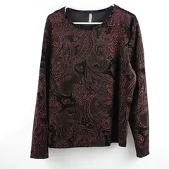 White Stage Women's XL Black Velour Red Glitter Long Sleeve Top
