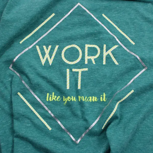 Athletic Works Women's Cabo Blue Heather Graphic Tee Work It Like You Mean It S