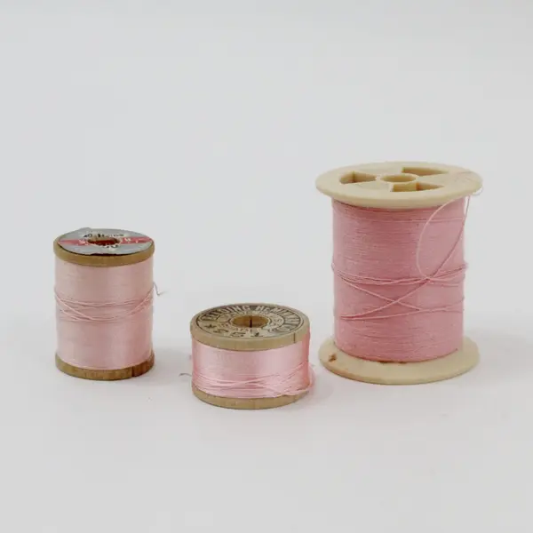 Lot of 12 Pink & Red Sewing Thread Spools Assorted Sizes