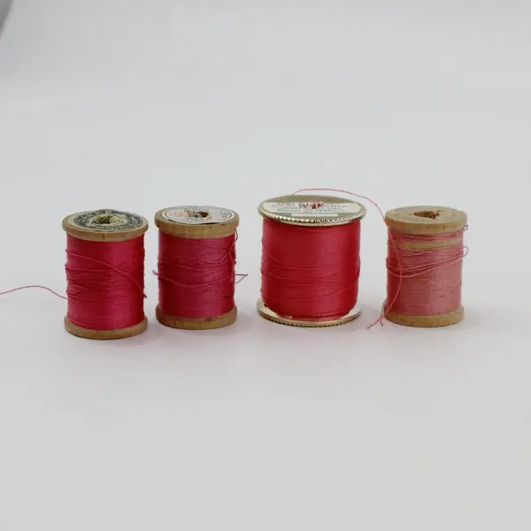 Lot of 12 Pink & Red Sewing Thread Spools Assorted Sizes