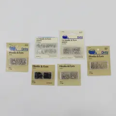 Lot of 6 Packs Dritz Hooks & Eyes Sizes 1, 2 & 3 New Nickel Black Steel