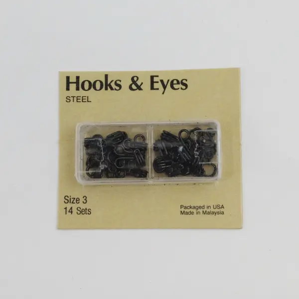 Lot of 6 Packs Dritz Hooks & Eyes Sizes 1, 2 & 3 New Nickel Black Steel