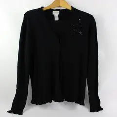 Vintage Koret Women's Small Black Layered Top Floral Embroidery Beading