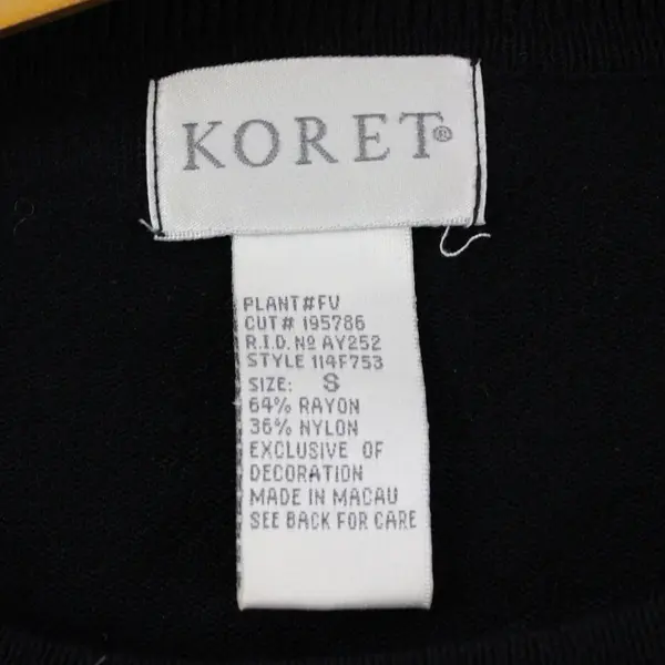 Vintage Koret Women's Small Black Layered Top Floral Embroidery Beading