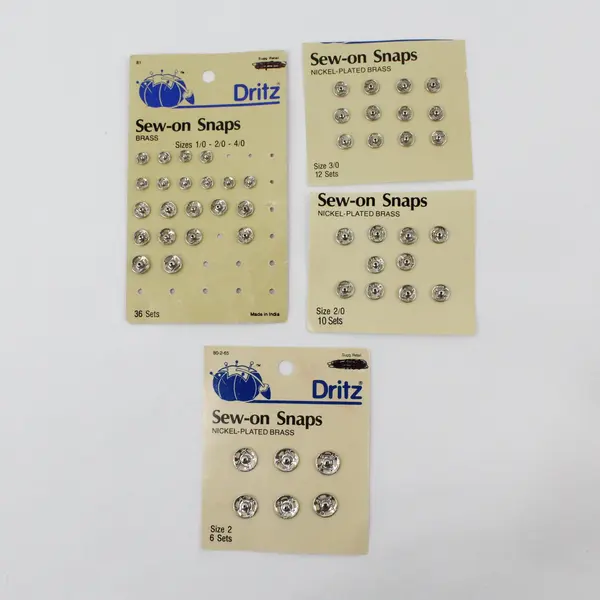 Lot of Dritz 150 Safety Pins 4 Sew-On Snap Cards Dot Snapper Sport Snaps