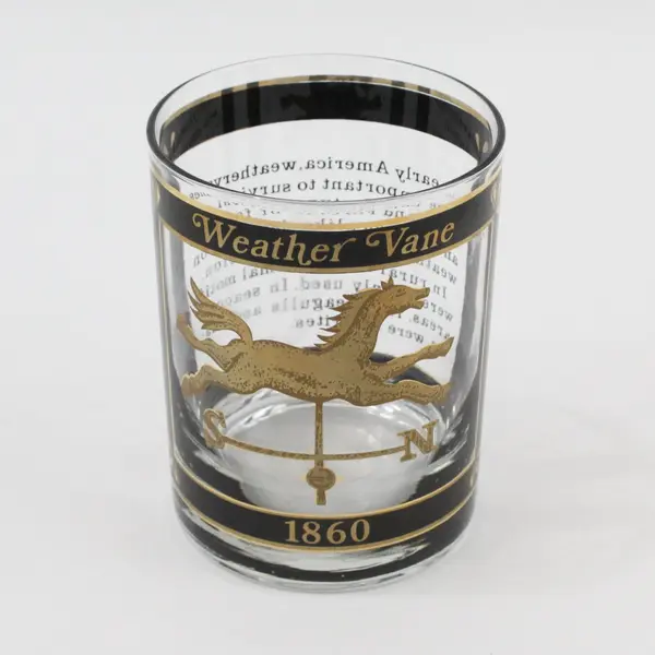 Set of 2 Vintage Georges Briard Weathervane Glass Tumblers, 4" Tall 