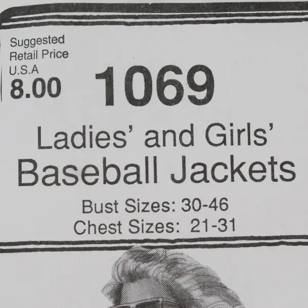 Stretch&Sew Ann Person Collectibles 1069 Vintage Ladies/Girls Baseball Jkt Uncut