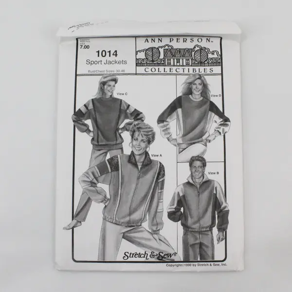 Vintage Ann Person Stretch & Sew 1990 #1014 Sport Jackets Uncut Bust 30-46