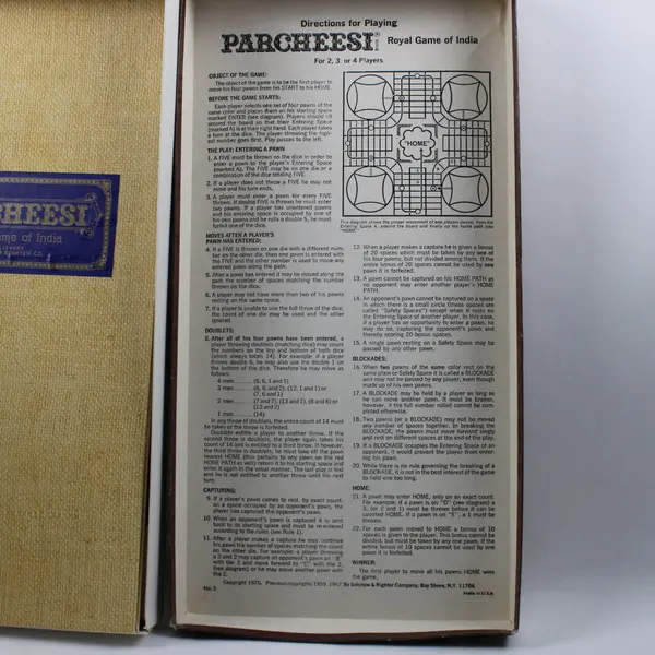 Vintage Selchow & Righter Parcheesi Royal Game of India Deluxe Edition Complete