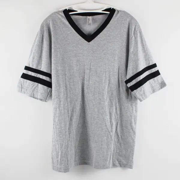 American Apparel Men's Small Gray Black Stripe Jersey T-Shirt