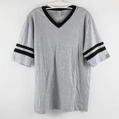 American Apparel Men's Small Gray Black Stripe Jersey T-Shirt