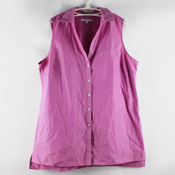 Foxcroft Women's Size 16 Fuchsia Sleeveless Button-Front Collared Shirt