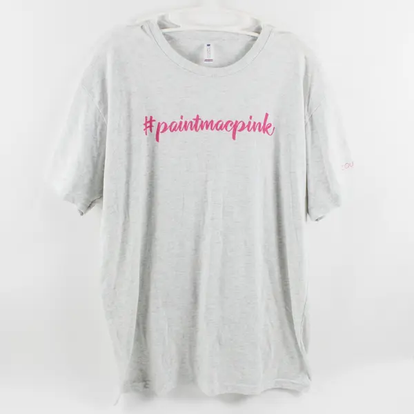 Next Level Apparel Men's XL Gray Breast Cancer Awareness #PaintMacPink T-Shirt