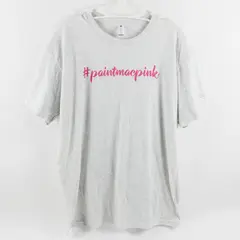 Next Level Apparel Men's XL Gray Breast Cancer Awareness #PaintMacPink T-Shirt