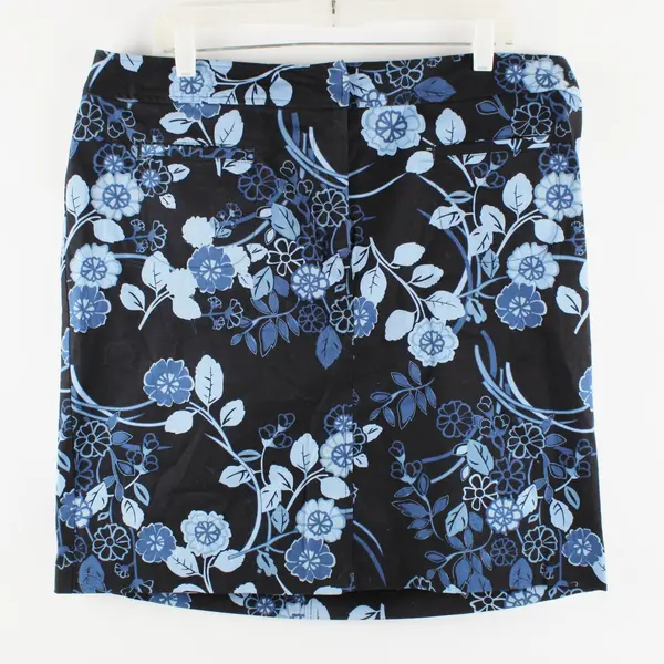 Lane Bryant Women's Size 16 Black Blue Floral Knee-Length Skirt